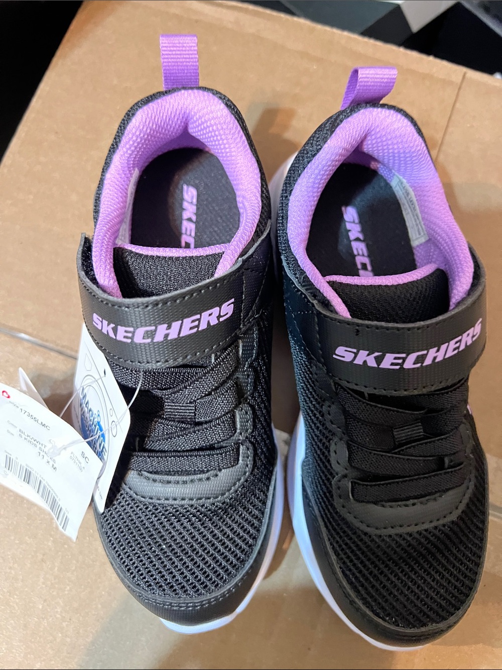 Skechers Black & Purple Kids Slip-On Athletic Sneakers